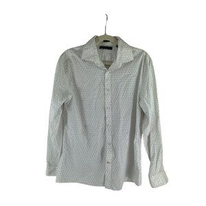 Tommy Hilfiger Mens Slim Fit Button-Up Dress Shirt With Blue Pink Micro Print M